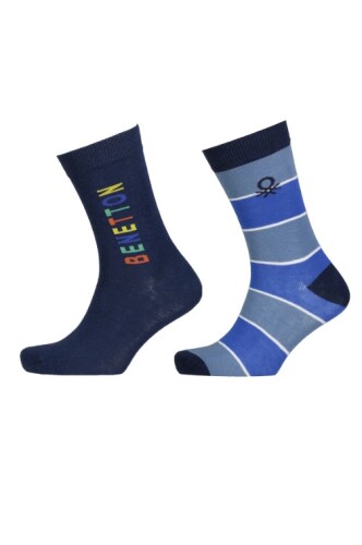 Erkek BNT-M24082 2 li Soket Çorap - Lacivert - BENETTON