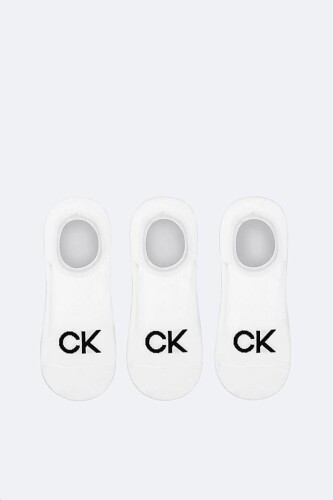Erkek Ck Footie High Cut 3'lü Çorap - Beyaz - Calvin Klein