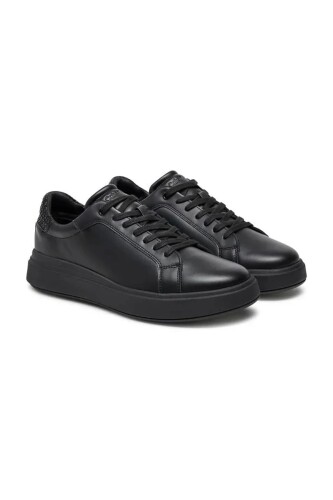 Erkek Ck Rahat Düz Taban Deri Sneaker Ayakkabı - Siyah - Calvin Klein