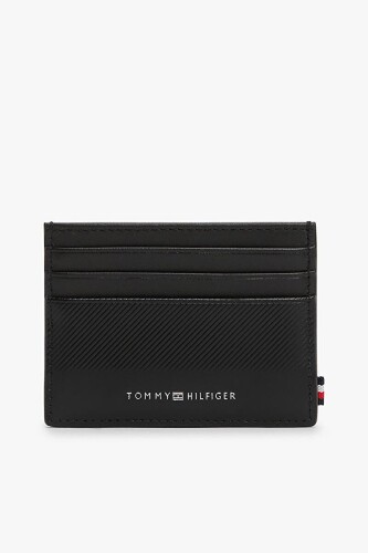 Erkek Dokulu ve Baskı Logolu Kartlık - Siyah - Tommy Hilfiger