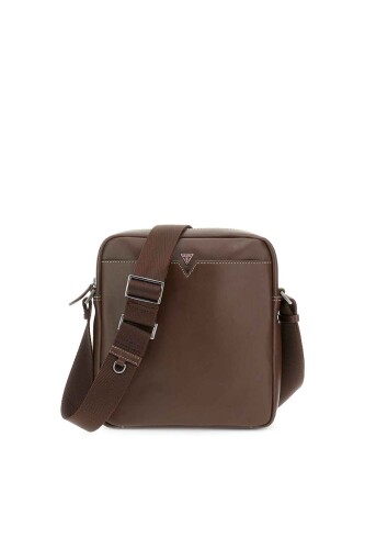 Erkek FIRENZE TOP ZIP CROS Omuz Çantası - Kahverengi - Guess
