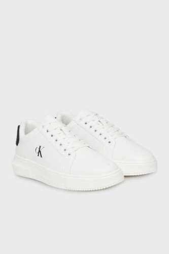 Erkek Kalın Tabanlı Yandan Logolu Sneaker - Beyaz - Calvin Klein