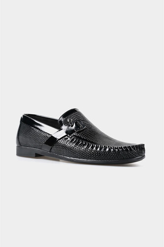Erkek LOAFER Klasik Ayakkabı-2598-Siyah Rugan - Thumbnail