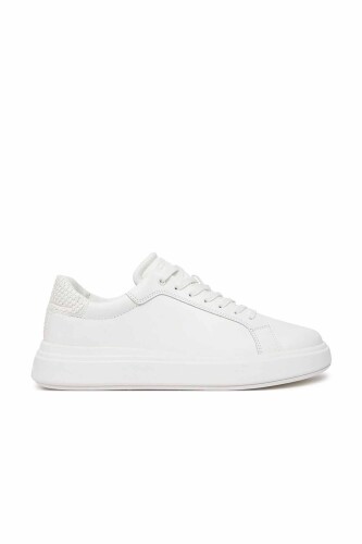 Erkek Low Top Lace Up Woven Sneaker Ayakkabı - Beyaz - Calvin Klein