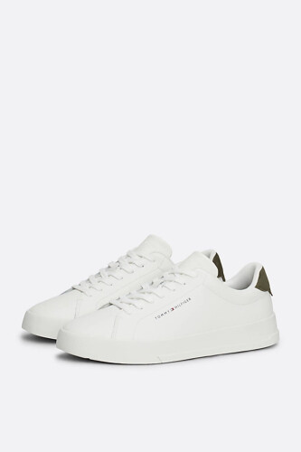 Erkek Pebble Grain Court Sneaker - Beyaz - Tommy Hilfiger