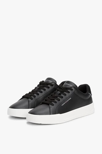 Erkek Pebble Grain Court Sneaker - Siyah - Tommy Hilfiger