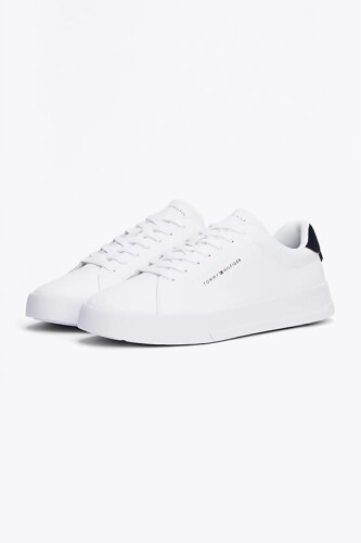 Erkek Pebble Grain Court Spor Ayakkabı - Beyaz - Tommy Hilfiger