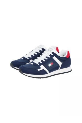 Erkek Süet ve File Detaylı Runner Sneaker - Lacivert - Tommy Hilfiger