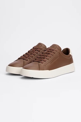 Erkek Th Court Deri Dokulu Sneaker - Kahverengi - Tommy Hilfiger