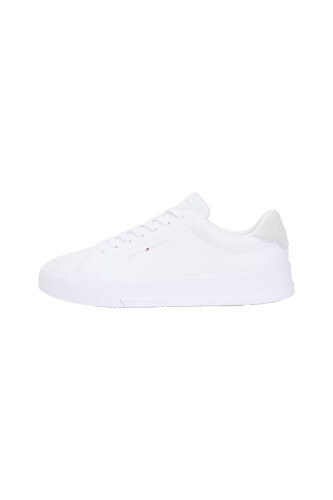 Erkek TH COURT LTH DETAIL ESS Sneakers - Beyaz - Tommy Hilfiger