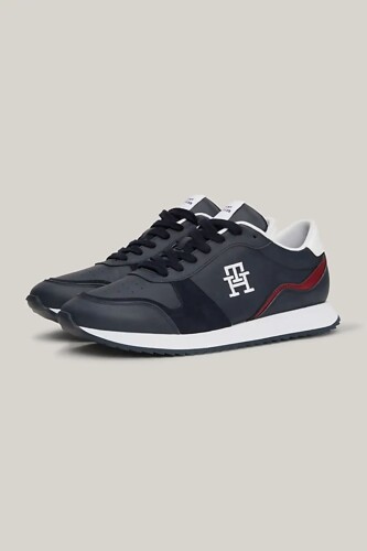 Erkek TH Deri Monogram Runner Tırtıklı Ayakakbısı - Lacivert - Tommy Hilfiger