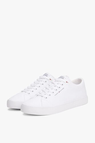 Erkek Th Logo Canvas Sneakers - Beyaz - Tommy Hilfiger