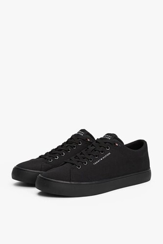 Erkek Th Logo Canvas Sneakers - Siyah - Tommy Hilfiger