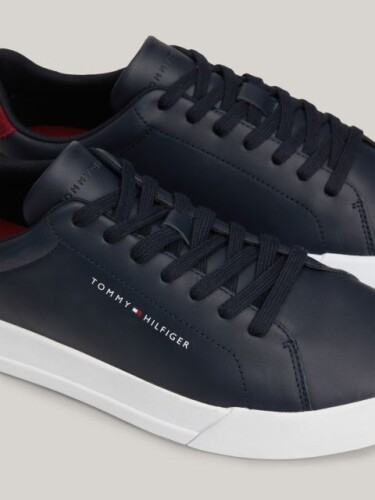 Erkek TH Logolu Normal Kalıp Bağcıklı Sneaker Ayakkabı - Lacivert - Tommy Hilfiger