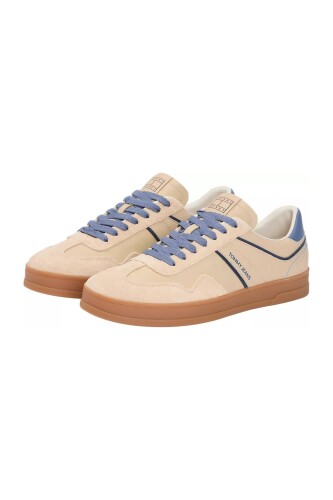 Erkek The Greenwich Süet ve Deri Detaylı Kort Sneaker - Bej/Mavi - Tommy Hilfiger