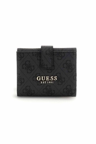 Kadın Access Logolu Fermuarlı Cüzdan - Antrasit - Guess