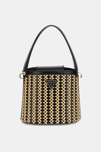 Kadın Atalia Rafya Mini Kova Çanta - Siyah - Guess