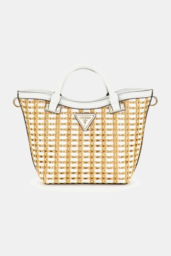 Kadın Atalia Rafya Mini Tote El Çantası - Beyaz - Guess