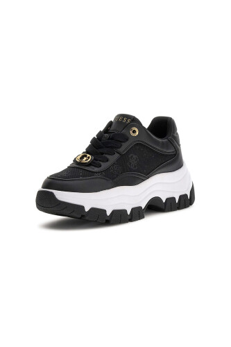 Kadın Berrett2 Monogram Desenli Kalın Tabanlı Sneaker - Siyah - Guess
