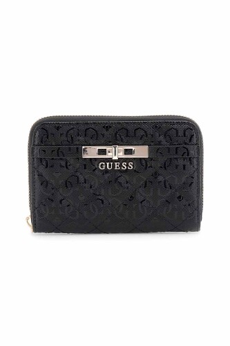 Kadın Blane Logolu Fermuarlı Cüzdan - Siyah - Guess