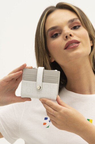 Kadın Bnt Monogram Eskitme Cüzdan - Beyaz - Benetton
