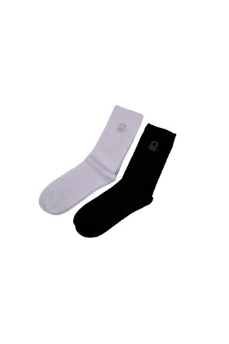Kadın BNT-W24075 2 li Soket Çorap - Siyah - Beyaz - BENETTON