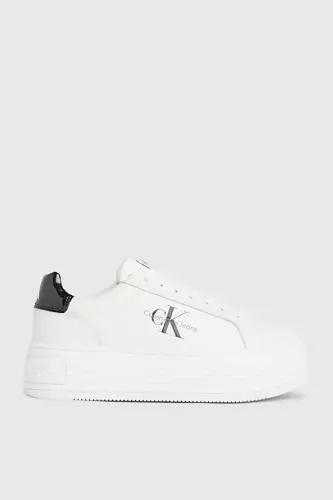 Kadın BOLD Logolu Platform Topuk Deri Sneaker Ayakkabı - Beyaz 