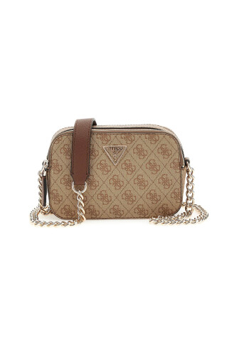 Kadın Çift Bölmeli Monogram Desenli Çapraz Askılı Çanta - Kahverengi - Guess