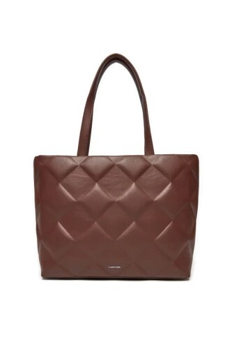Kadın Ck Diamond Quilt Medium Shopper Omuz Çantası - Bordo - Calvin Klein
