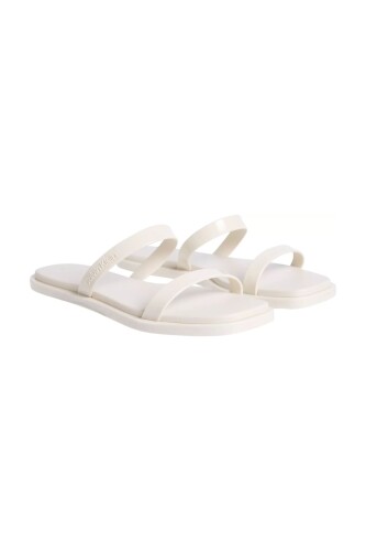 Kadın Ck Double Bar Slide Terlik - Ekru - Calvin Klein