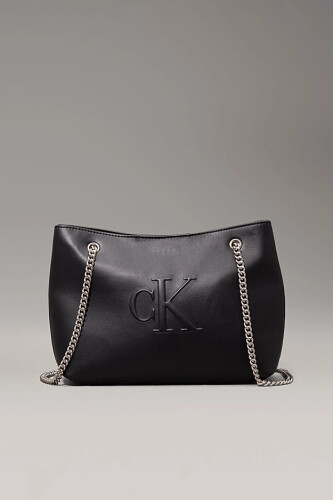 Kadın Ck Sculpted Chain El Çantası - Siyah - Calvin Klein