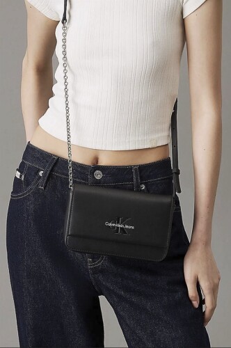 Kadın Ck Sculpted Ew Flap Telefon Çantası - Siyah - Calvin Klein