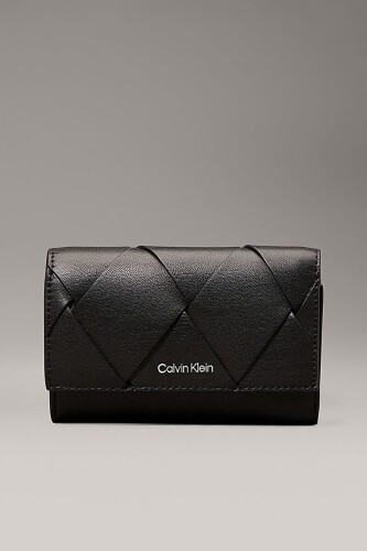 Kadın Ck Woven Küçük Trifold Cüzdan - Siyah - Calvin Klein