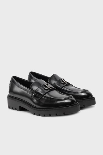 Kadın Combat Mg Deri Loafer Ayakkabı - Siyah - Calvin Klein