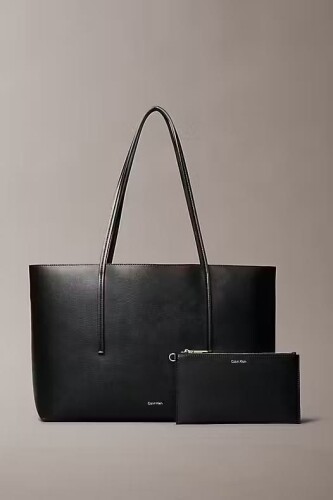 Kadın Cüzdanlı Klasik Tote Omuz Çantası - Siyah - Calvin Klein