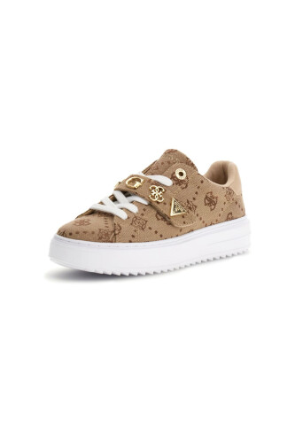 Kadın Drift2 Monogram Desenli Metal Aksesuarlı Sneaker - Bej - Guess