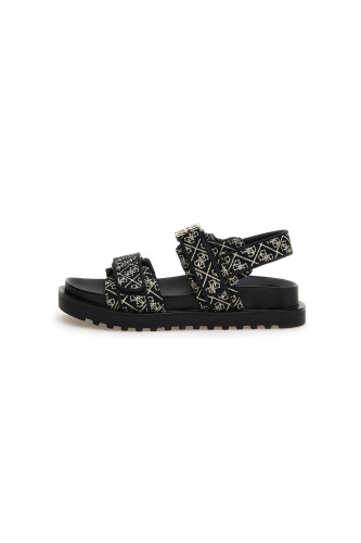 Kadın Fabelis Casual Topuklu Sandalet - Siyah Gold - Guess