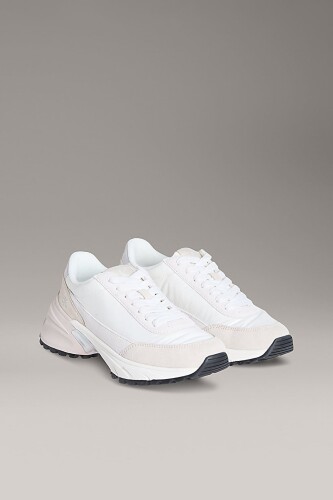 Kadın Farklı Dokulu Kalın Tabanlı Koşu Stili Sneaker - Krem - Calvin Klein