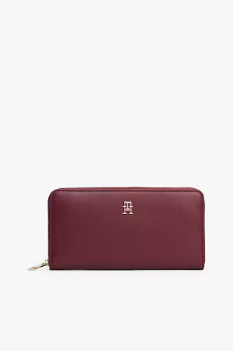 Kadın Fermuarlı İkonik Logolu Cüzdan - Bordo - Tommy Hilfiger