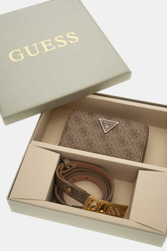 Kadın Guess 4G Logolu Cüzdan Ve Kemek Seti - Açık Kahverengi - Guess