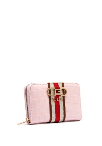 Kadın Guess Nelka Ön Şeritli Orta Fermuarlı Cüzdan - Pembe - Guess