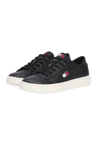 Kadın Hafif Tabanlı Kort Sneaker - Siyah - Tommy Hilfiger