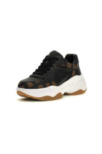Kadın Hapyy3 Monogram Desenli Kalın Tabanlı Sneaker - Siyah - Guess