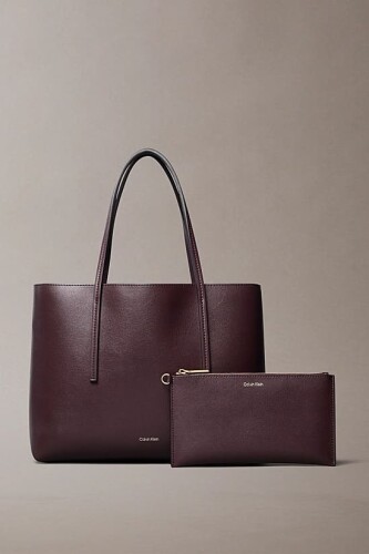 Kadın İki Parçalı Tote El Çantası - Bordo - Calvin Klein