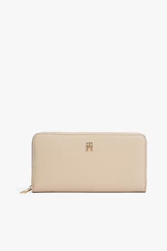 Kadın İkonik Logolu Fermuarlı Cüzdan - Bej - Tommy Hilfiger