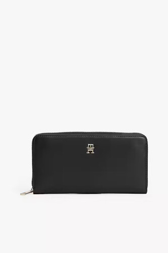 Kadın İkonik Logolu Fermuarlı Cüzdan - Siyah - Tommy Hilfiger
