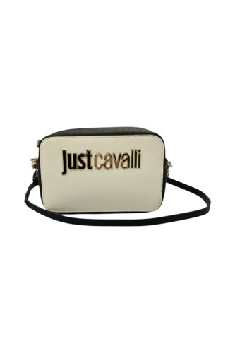 Kadın Jc Yazı Logo Çapraz Kamera Omuz Çantası - Beyaz/Siyah - Just Cavalli