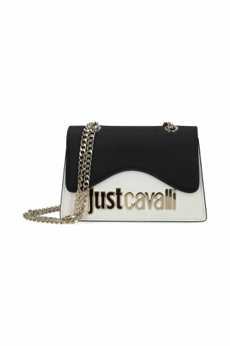 Kadın Jc Yazı Logo Mini Çapraz Omuz Çanta - Beyaz/Siyah - Just Cavalli