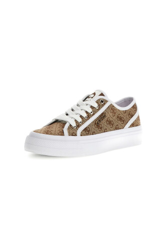 Kadın Jelexa Monogram Desenli Platform Sneaker - Bej / Kahverengi - Guess