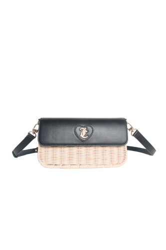 Kadın Juicy Hasır Omuz Çanta - Siyah/Bej - Juicy Couture